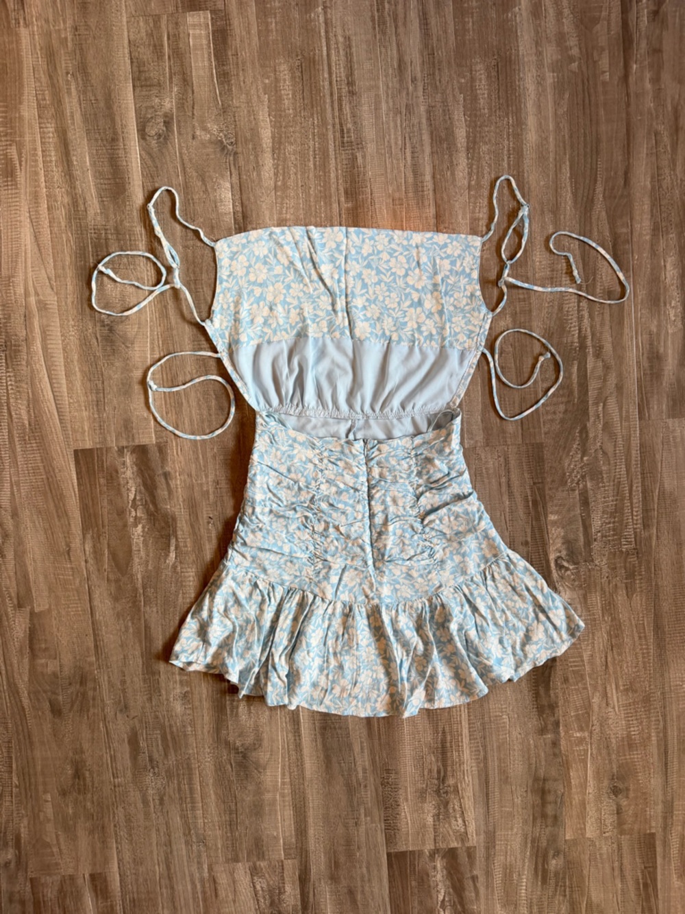 Light Blue Floral Ruffle Sundress - Picture 3 of 8